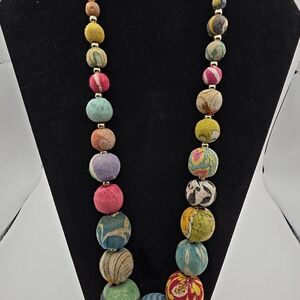 Kantha Beads Multicolor Fabric Necklace